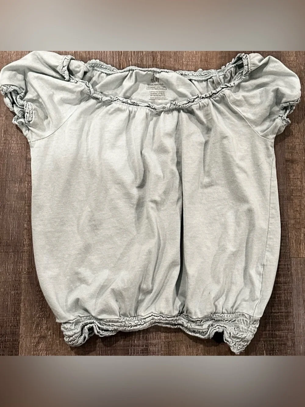 💞 Little Girls Size 10-12 Light Blue Organic Cotton Peasant Top